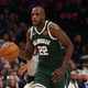 Khris Middleton of the Milwaukee Bucks during a preseason game at American Airlines Center on October 11, 2019 in Dallas, Texas.